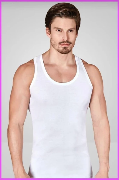 BERRAK 1008 ERKEK RİBANA ASKILI ATLET 10 ADET  BEYAZ 2XL - Resim 2