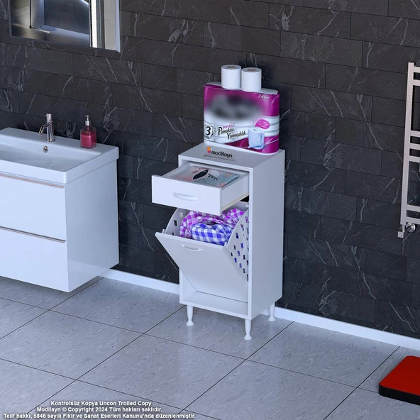 Modilayn EMİR 45x88x32,5 cm 1 Göz Sepetli kirli çamaşır çok foksiyonlu düzenleyici dolap