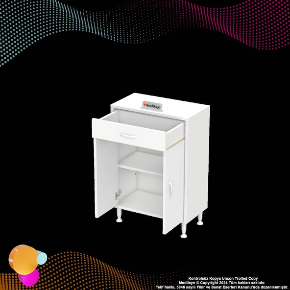 Modilayn EMİR 65x88x32,5 cm Çok Amaçlı 2 Kapak 1 Çekmece 1 Raf 2 Bölmeli Dolap - 9