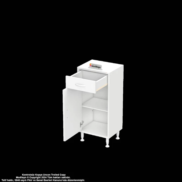 Modilayn EMİR 45x88x32,5 cm 1 Çekmece 1 Kapak 1 Raf 2 Bölme Çok Amaçlı Banyo & Mutfak Dolabı  - 9