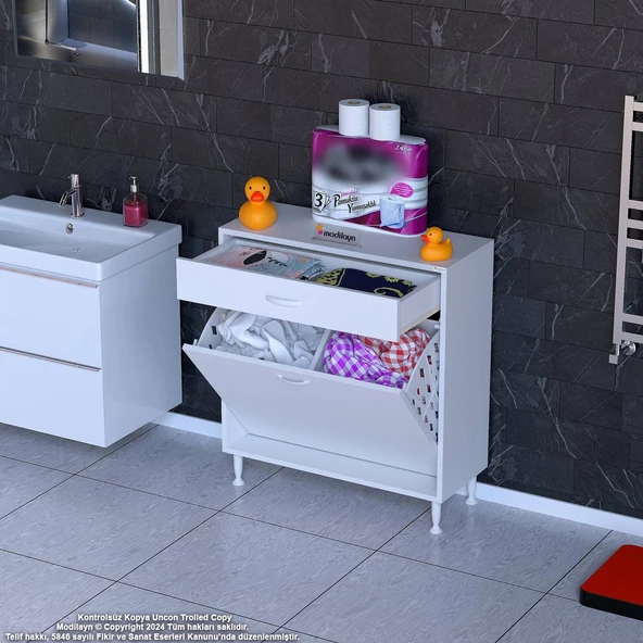 Modilayn EMİR 70x88x32,5 cm 2 Göz Sepetli  pratik çok fonksiyonlu düzenleyici dolap