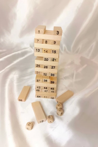 Jenga Ahşap Oyuncak Oyun Çubuğu Çöpü Akıl Zeka Beceri Oyunu - 2
