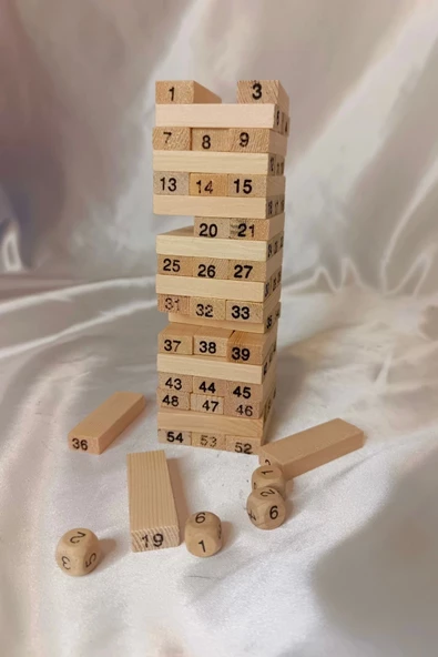 Jenga Ahşap Oyuncak Oyun Çubuğu Çöpü Akıl Zeka Beceri Oyunu - 8