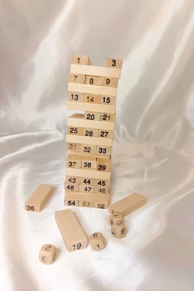 Jenga Ahşap Oyuncak Oyun Çubuğu Çöpü Akıl Zeka Beceri Oyunu - 3
