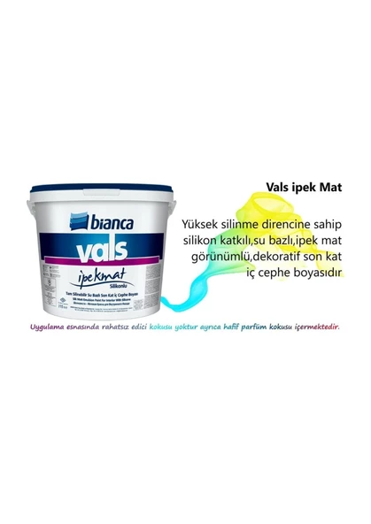 Vals İpekmat Silikonlu Silinebilir Duvar Boyası - Parfümlü 12 LT - 4