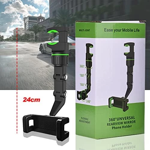 Çok fonksiyonlu dikiz aynası telefon tutucu, kolay kurulum, cep telefonu tutucu, kolay silkelenmez, 2022 arka koltuk uzun kol 360° dönebilir, evrensel, tüm akıllı telefonlar için cep telefonu tutucu - 3