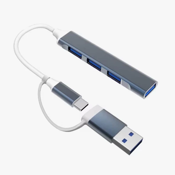 Petinka Multi Usb Çoklayıcı 4 Port 'lu Bağlantı İstasyonu İnce USB Bölücü TYPE-C Tipi Çoklu Adaptör