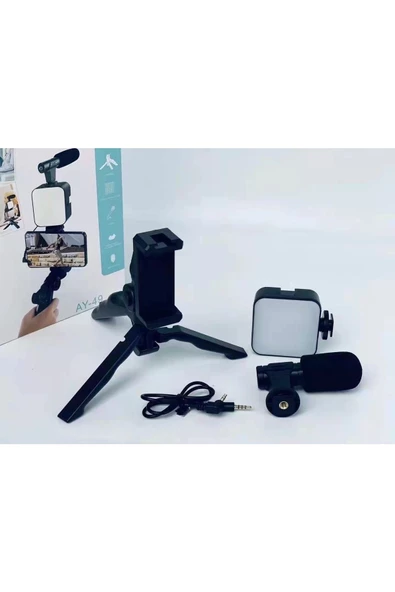 Ay-49 Video Making Kit Kumandalı Mikrofon Led Işık Mini Tripod Için Telefon Vlog Video Kayıt - 2