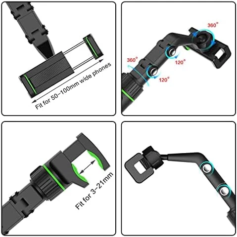 Çok fonksiyonlu dikiz aynası telefon tutucu, kolay kurulum, cep telefonu tutucu, kolay silkelenmez, 2022 arka koltuk uzun kol 360° dönebilir, evrensel, tüm akıllı telefonlar için cep telefonu tutucu