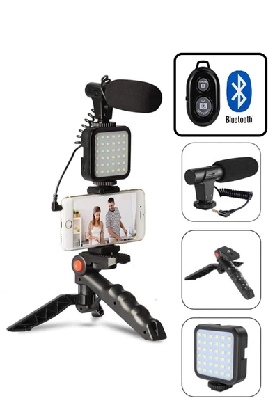 Home Paket Kit Video Fotoğraf Çekim Bluetooth Kumandalı Işık Ring Youtuber Set - 2