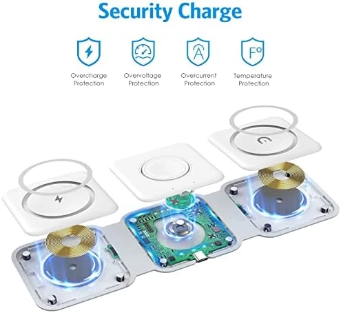Manyetik Şarj aleti 3ü 1 arada katlanabilir kablosuz şarj cihazı, manyetik endüktif şarj istasyonu, Brifit kablosuz şarj pedi, Apple 11/12/13/14 Pro Max/XS/XR/X/8+, Air-Pods Pro/2/3, - Resim 8