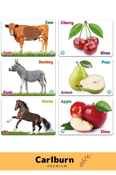 Özel Üretim Görsel Algı Eğlenceli Öğrenme Eğlenceli Dokun Hisset Çiftlik Hayvanları ve Meyveler - 4