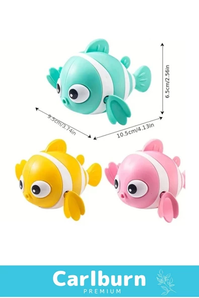 Özel Üretim Dayanıklı Eğlenceli Hafif Kurmalı Renkli Yüzen Balık Bebek Çocuk Banyo Su Oyuncağı - 2