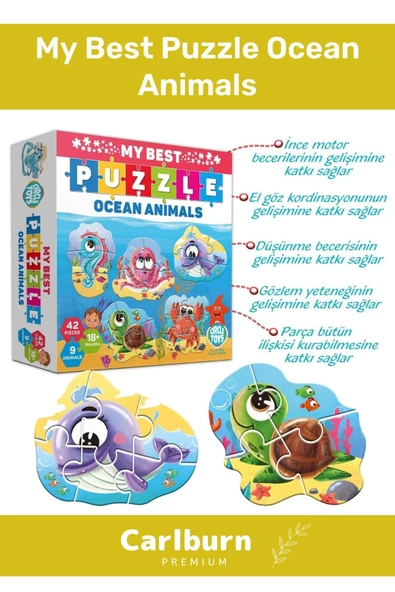 Özel Üretim Zeka Geliştirici Eğitici Çocuk El Göz Koordinasyonu  My Best Puzzle Okyanus Hayvanları