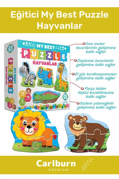 Özel Üretim Zeka Geliştirici Eğitici Çocuk El Göz Koordinasyonu My Best Puzzle Hayvanlar
