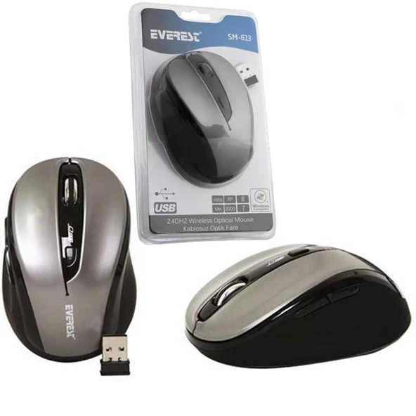 EVEREST SM-613 SİYAH 2.4GHZ OPTİK USB KABLOSUZ MOUSE (4593)