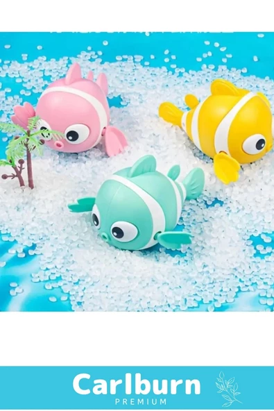 Özel Üretim Dayanıklı Eğlenceli Hafif Kurmalı Renkli Yüzen Balık Bebek Çocuk Banyo Su Oyuncağı - 4