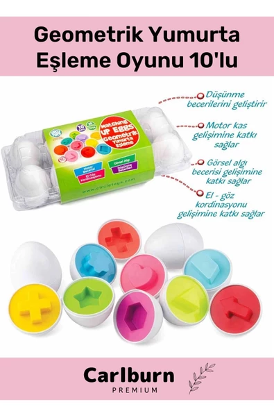 Özel Üretim Zeka Geliştirici Eğitici Çocuk El Göz Kordinasyonu Geometrik Yumurta Eşleme Oyunu 10'lu