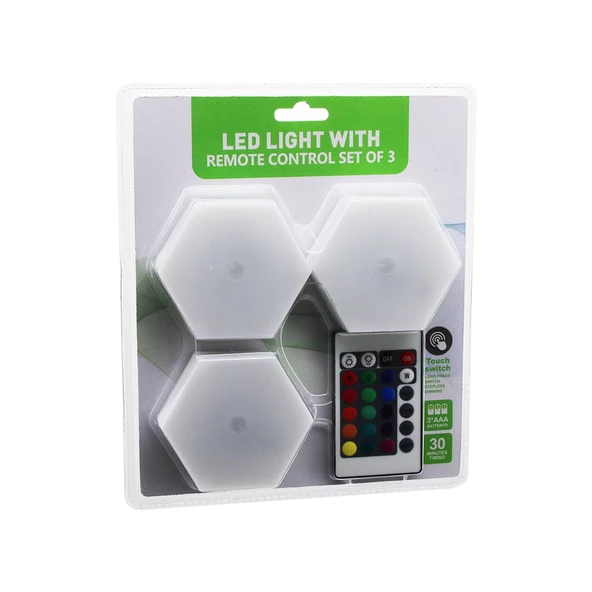 3PCS - ALTIGEN - RGB   KUMANDALI - PİLLİ - DOKUNMATİK  LAMBA SETİ  6 LED (4593)