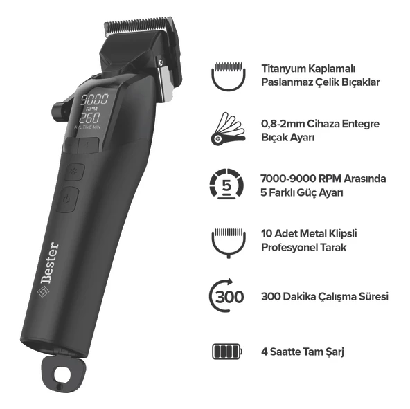 Bester HC9553 Profesyonel Lityum Ion Saç Kesme Makinesi - 4
