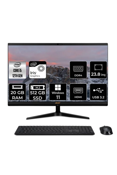 HP ACER ASPİRE C24-1700 i5 1235U 20GB RAM 512GB SSD 23.8" FHD W11H ALL IN ONE PC DQ.BJWEM.006 ürün görseli 1