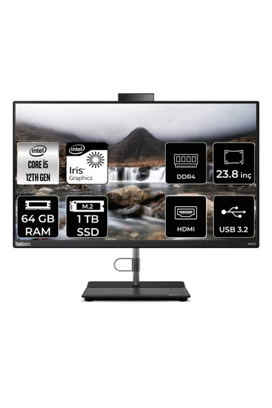 LENOVO THİNKCENTRE NEO 30A İ5 1235U 64GB RAM 1TB SSD 23.8" FHD FDOS ALL IN ONE PC 12CE004KTX