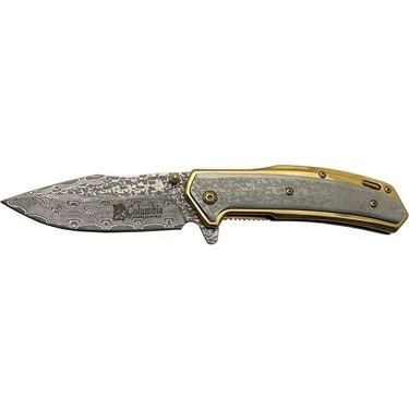 Columbia A-2120-B Damascus Şam Modeli Gold Renk Avcı Çakısı