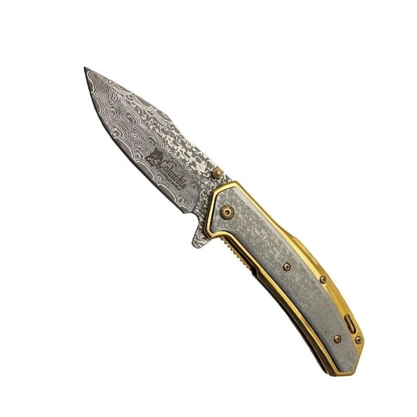 Columbia A-2120-B Damascus Şam Modeli Gold Renk Avcı Çakısı - 2
