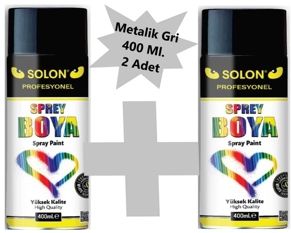 2 Adet Sprey Boya Metalik Gri, 400 ml