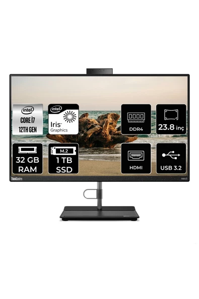 LENOVO THİNKCENTRE NEO 30A i7 1260P 32GB RAM 1TB SSD 23.8" FHD FDOS ALL IN ONE PC 12B0008JTX
