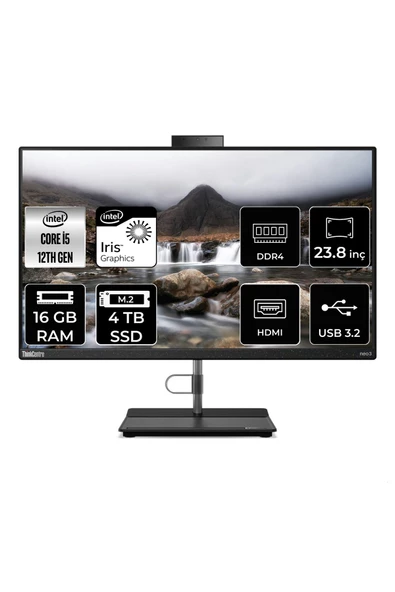 LENOVO THİNKCENTRE NEO 30A i5 1240P 16GB RAM 4TB SSD 23.8" FHD FDOS ALL IN ONE PC 12B0002CTX ürün görseli