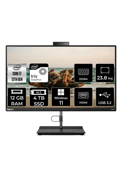 LENOVO THİNKCENTRE NEO 30A i7 1260P 12GB RAM 4TB SSD 23.8" FHD W11H ALL IN ONE PC 12B0008JTX