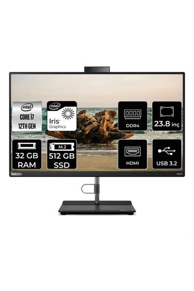 LENOVO THİNKCENTRE NEO 30A i7 1260P 32GB RAM 512GB SSD 23.8" FHD FDOS ALL IN ONE PC 12B0008JTX