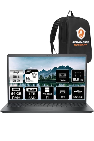 Dell Vostro 3520 i5 1235U 64GB RAM 1TB SSD 15.6'' FHD W11PRO N5315PVNB3520U & PER4 ÇANTA