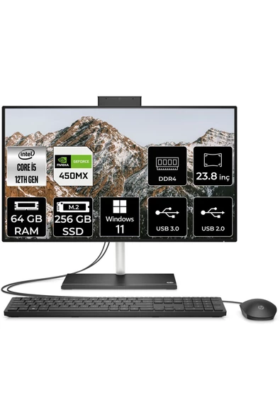 HP 24 CB1013NT i5 1235U 64GB RAM 256GB SSD MX450/2GB 23.8" FHD W11H ALL IN ONE PC 79N36EA