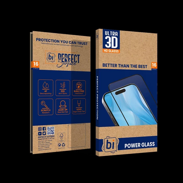 Bİ 3D POWER GLASS IPHONE 16 PRO EKRAN KORUYUCU ürün görseli