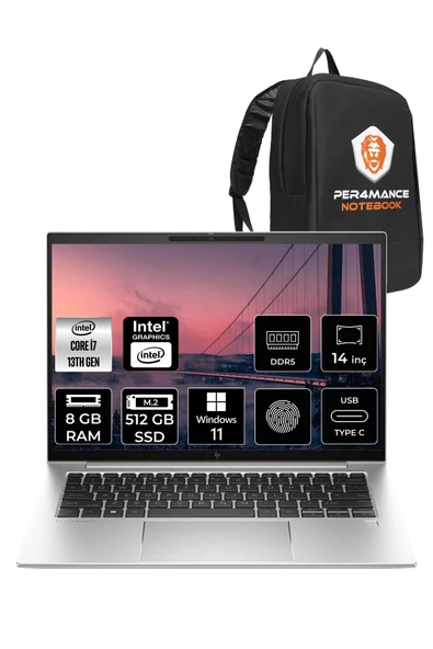 HP EliteBook 840 G10 i7-1355U 8GB RAM 512GB SSD 14'' WUXGA W11PRO 819H1EA & PER4 ÇANTA ürün görseli