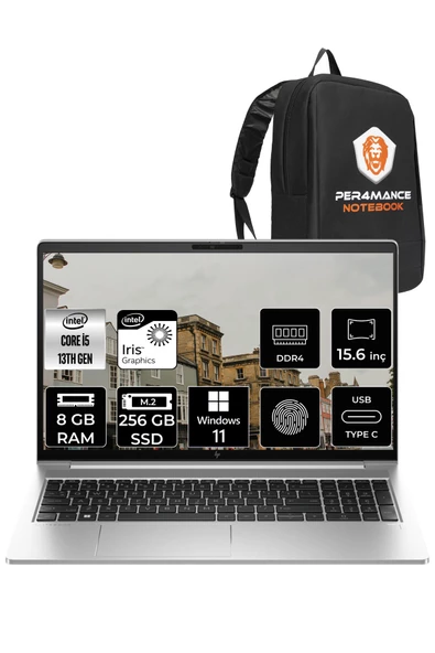 HP Elitbook 650 G10 i5 1335U 8GB RAM 256GB SSD 15.6'' FHD W11PRO 8A573EA & PER4 ÇANTA ürün görseli