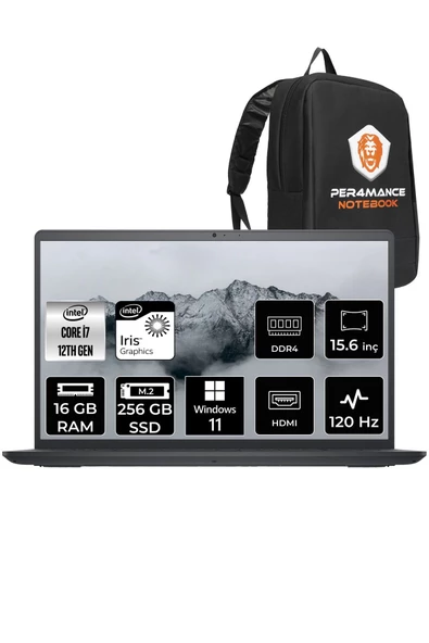 Dell Inspiron 3520 i7 1255U 16GB RAM 256GB SSD 15.6'' FHD W11PRO I35201013U & PER4 ÇANTA ürün görseli