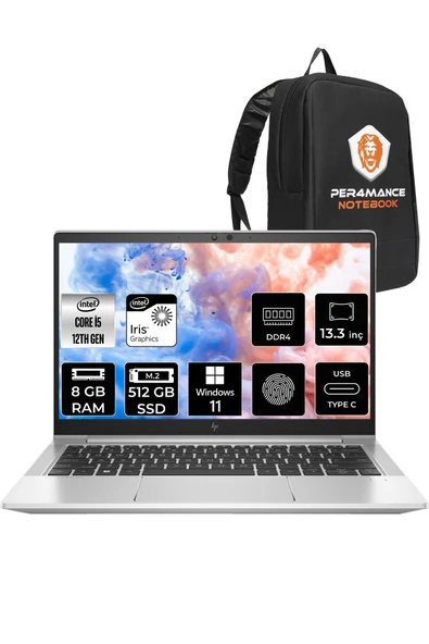 HP Elitebook 630 G9 i5 1235U 8GB RAM 512GB SSD 13.3'' FHD W11PRO 6S6Y3EA & PER4 ÇANTA ürün görseli