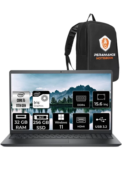 Dell Vostro 3520 i5 1135G7 32GB RAM 256GB SSD 15.6'' FHD W11PRO N2063PVNB3520U & PER4 ÇANTA