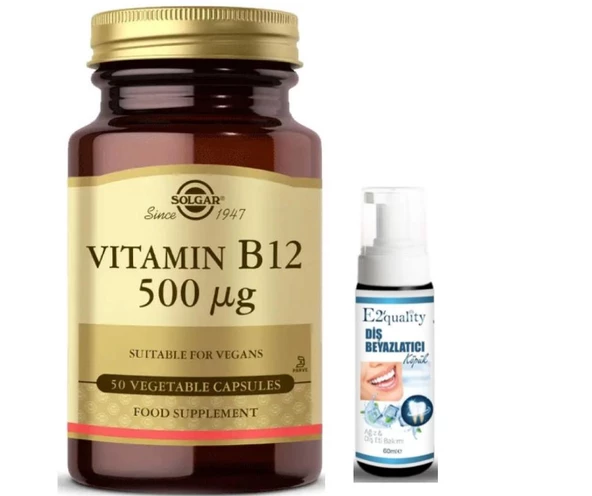 ​Solgar Vitamin B12 500 mcg 50 Kapsül - Diş Beyazlatıcı Köpük Hediye