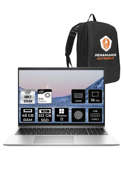 HP EliteBook 860 G9 i7-1255U 48GB 512GB SSD 16'' WUXGA W11 HOME 6F5W9EA & PER4 ÇANTA
