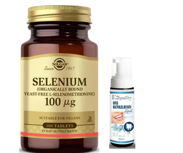 Solgar Selenium 100 mcg 100 Tablet - Diş Beyazlatıcı Köpük Hediye - 1