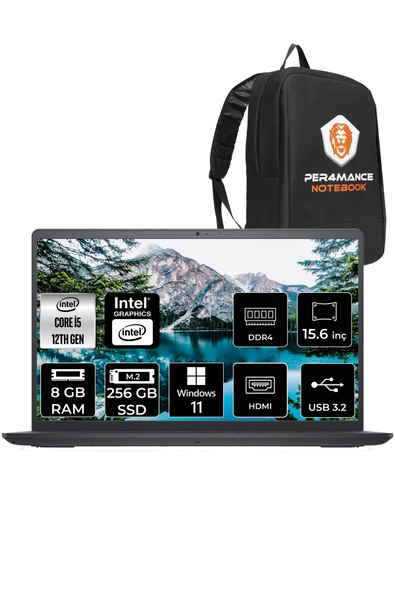 Dell Inspiron 15 3520 i5 1235U 8GB RAM 256GB SSD 15.6'' FHD W11PRO I352024052009U & PER4 ÇANTA