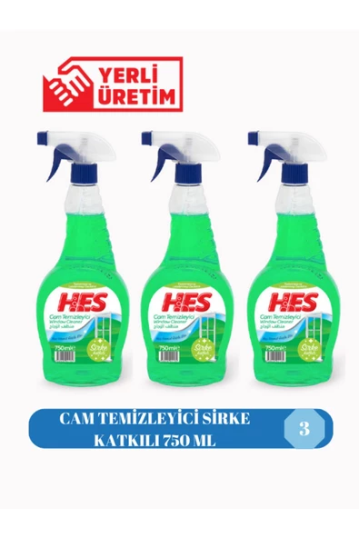 Hes  CAM TEMİZLEYİCİ SİRKE KATKILI 750 ML 3 ADET