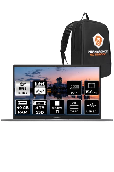 ASUS Vivobook 15 X1504ZA i5 1235U 40GB RAM 4TB SSD 15.6'' FHD W11PRO NJ005W & PER4 ÇANTA ürün görseli