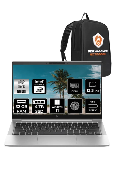 HP EliteBook 630 G10 i5-1335U 32GB RAM 4TB SSD 13.3'' FHD W11PRO 725N5EA & PER4 ÇANTA