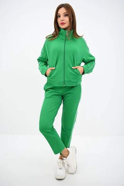 Kadın Dik Yaka Fermuarlı Yüksek Bel Eşofman Takımı 4148-25 - 10