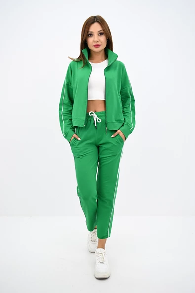 Kadın Dik Yaka Fermuarlı Yüksek Bel Eşofman Takımı 4148-25 - 8